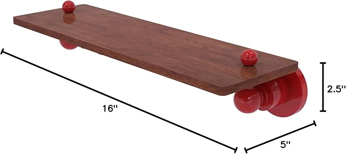Allied Brass AP-1-16-IRW-FER Astor Place Collection 16 Inch Solid IPE Ironwood Shelf, Fire Engine Red