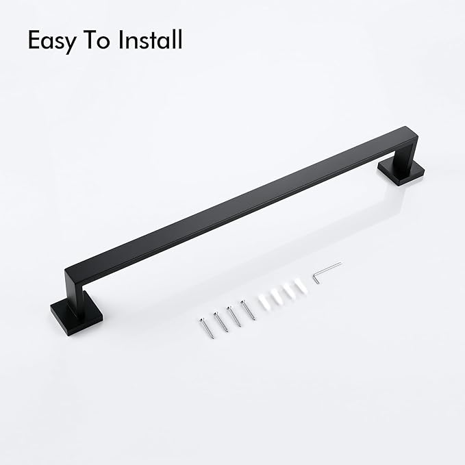 BANOLUX Towel Rack, 16-Inch Single Towel Bars for Bathroom, Towel Racks for Bathroom Wall Mounted SUS304 Stainless Steel Hand Towel Holder Organize Heavy Duty, Matte Black Towel Bar