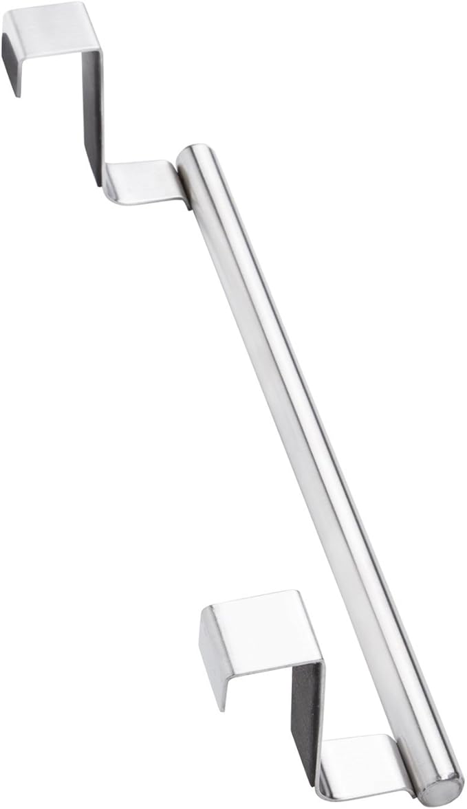 Mziart Modern Towel Bar with Hooks for Bathroom and Kitchen, Brushed Stainless Steel Towel Hanger Over Cabinet (9 inch)