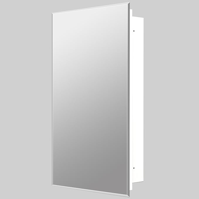 Bathroom Medicine Cabinet with 16x20 in Rectangular Beveled Frameless Mirror,Wall Mounted Mirror Cabinet for Bathroom Toilet Kitchen,Recess or Surface Mount