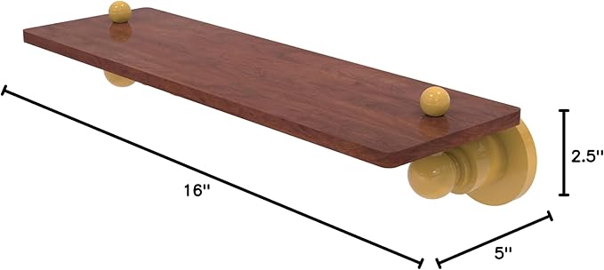 Allied Brass AP-1-16-IRW-SGL Astor Place Collection 16 Inch Solid IPE Ironwood Shelf, Spanish Gold