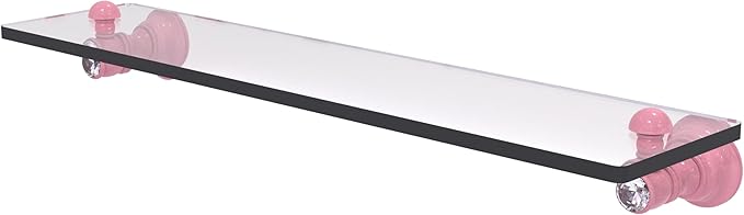 Allied Brass CC-1-22-PNK Carolina Crystal Collection 22 Inch Glass Shelf, Pink