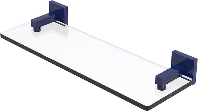 Allied Brass MT-1-16-MBL Montero Collection 16 Inch Glass Vanity Shelf with Beveled Edges, Mediterranean Blue