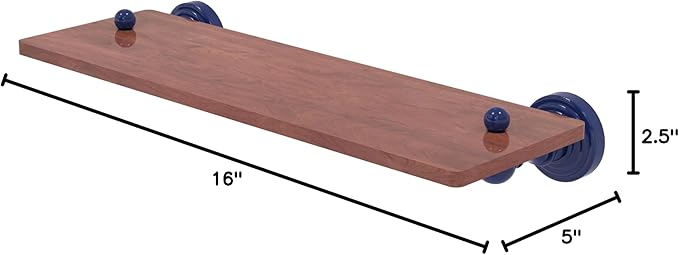 Allied Brass WP-1-16-IRW-MBL Waverly Place Collection 16 Inch Solid IPE Ironwood Shelf, Mediterranean Blue