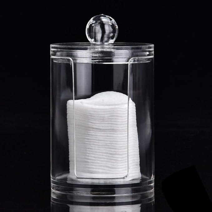 Cotton Pad Holder, Cotton Rounds Holder, Clear Acrylic Makeup Cotton Pad Swab Holder Container Round Makeup Storage Organizer Box Cosmetic Display Case Cotton Swab Holder