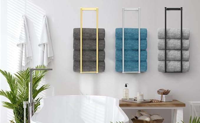 Bathroom Towel Storage Rack,28 Inch Stainless Steels Towel Racks for Bathroom, Wall Mounted Organizer and Storage Shelf for Bathroom,Brushed Gold