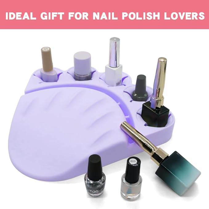 Anti Spill Free Tilt Nail Polish Bottle Holder, Home Fingernail Polish Stand Arm Rest Pad,Art Tool Nail Paint Tech Mat Polish Bottle Organizer Manicure Accessories
