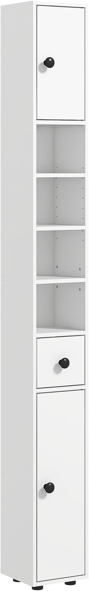 Slim Tall Bathroom Floor Storage Cabinet for Small Bathrooms White