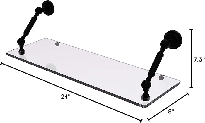 Allied Brass DT-1-24 Dottingham Collection 24 Inch Floating Glass Shelf, Matte Black