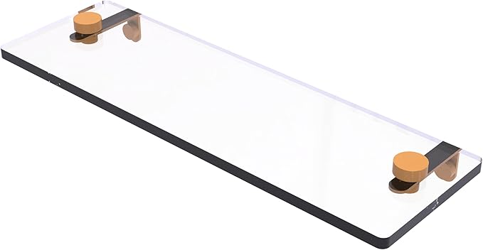 Allied Brass NS-1/16-GLY 16 Inch Glass Vanity Shelf with Beveled Edges, Golden Yellow