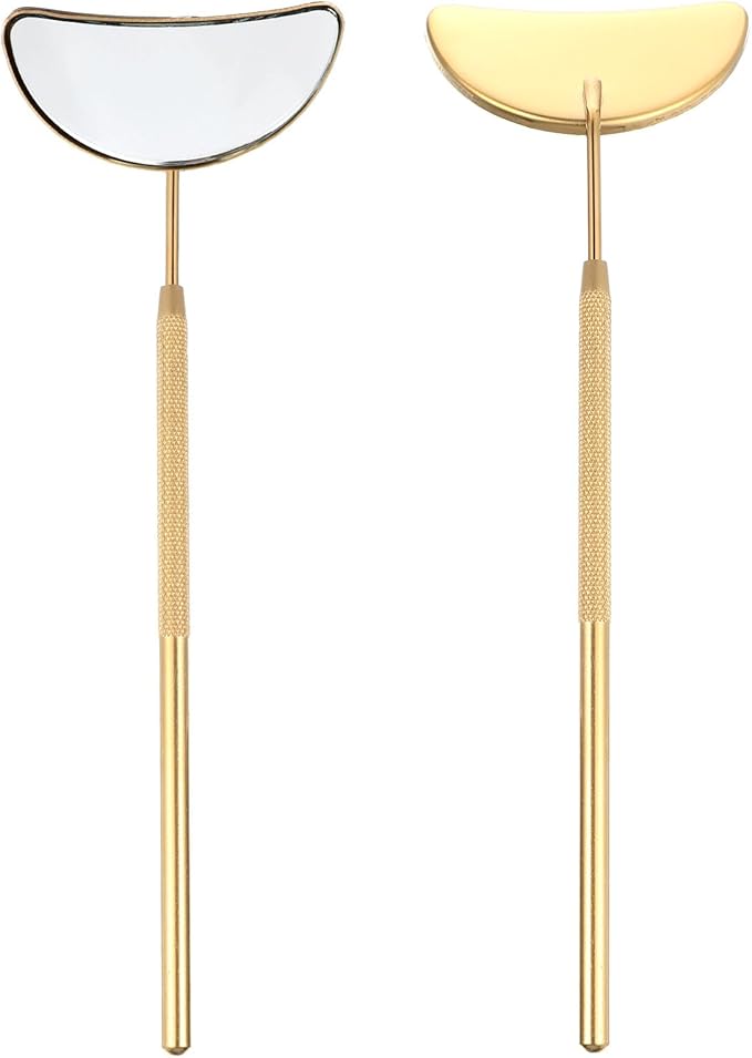 2 PCS Lash Mirror for Eyelash Extensions, Stainless Steel Lash Mirror, Half Moon Eyelash Mirrors for Lashes, Detachable Lashes Inspection Mirrors for Beauty Supplies