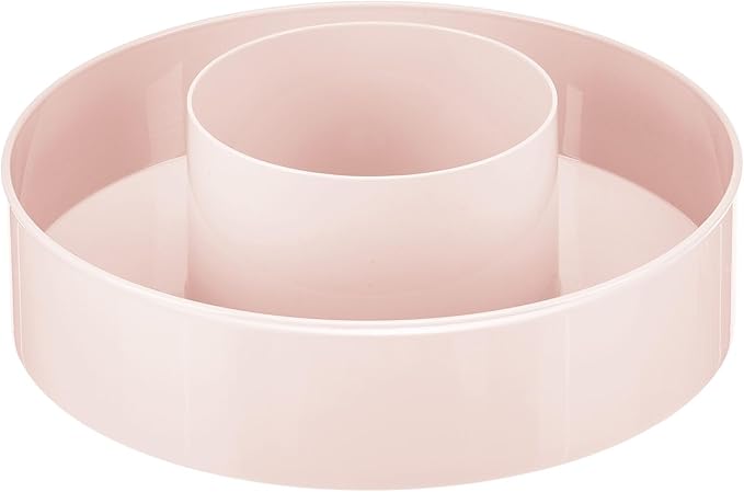 mDesign Plastic Lazy Susan Round Turntable Storage Tray - Rotating Organizer for Makeup, Cosmetics, Nail Polish, Vitamins, Shaving Kits, Hair Spray, Medical Supplies, First Aid - Light Pink/Blush