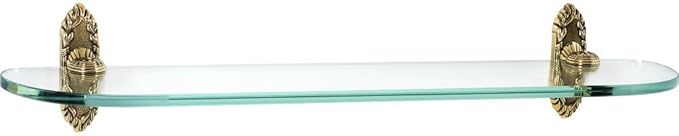 Alno A8550-24-PA Ribbon & Reed 24″ Glass Shelf with Traditional Brackets, Polished Antique, 24"