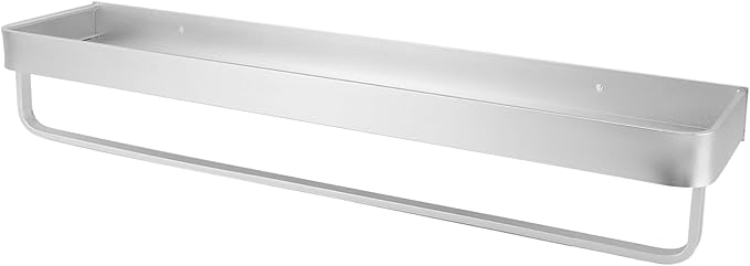 Space Aluminum Bathroom Shelf 60cm Wall Mounted Floating Storage - Punch Free Installation, Rust, Large Capacity for Kitchen, Laundry & Bathroom Organization (with Hook)