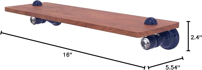 Allied Brass CC-1-16-IRW-MBL Carolina Crystal Collection 16 Inch Wood Shelf, Mediterranean Blue