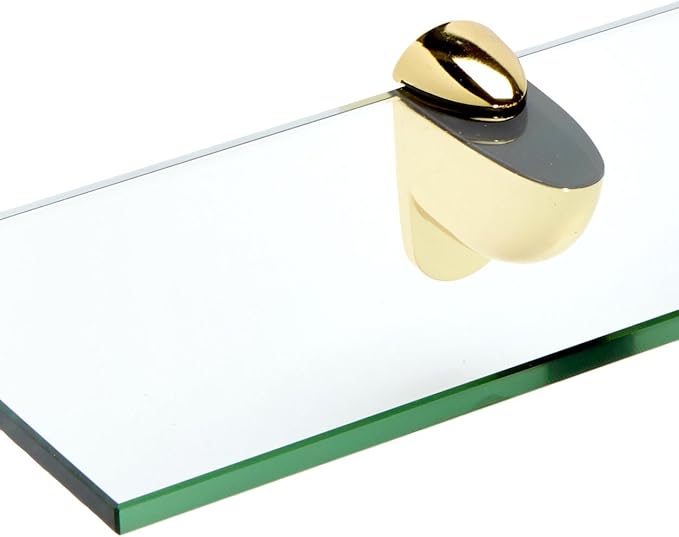 Spancraft Glass H-6x33-Brass Heron Glass Shelf, Brass, 6" x 33"