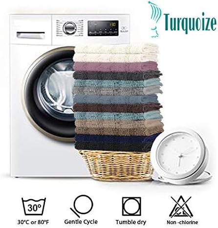 Turquoize Chenille Bathroom Rugs Set Non-Slip Bath Mats for Bathroom Super Absorbent Shaggy Rugs for Tub Shower Toilet Plush Bath Rug Plus U Contour Rug (Oversized: 24" x 36" and 20" x 24" U), Aqua