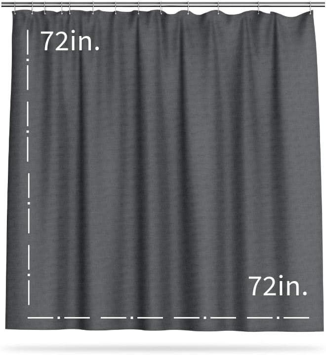 Luxurious Cotton Blend Shower Curtain - Spa Quality Bathroom Essential with Buttonhole Loops, Easy to Install & Clean, 72x72 inch, Home Spa Collection (Charcoal)