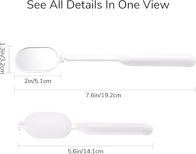 Lash Mirror for Eyelash Extensions, 2inch Foldable Eyelash Mirror for Easy Storage, Light-Weight Adjustable Makeup Mirror for Lash Tech Supplies, White