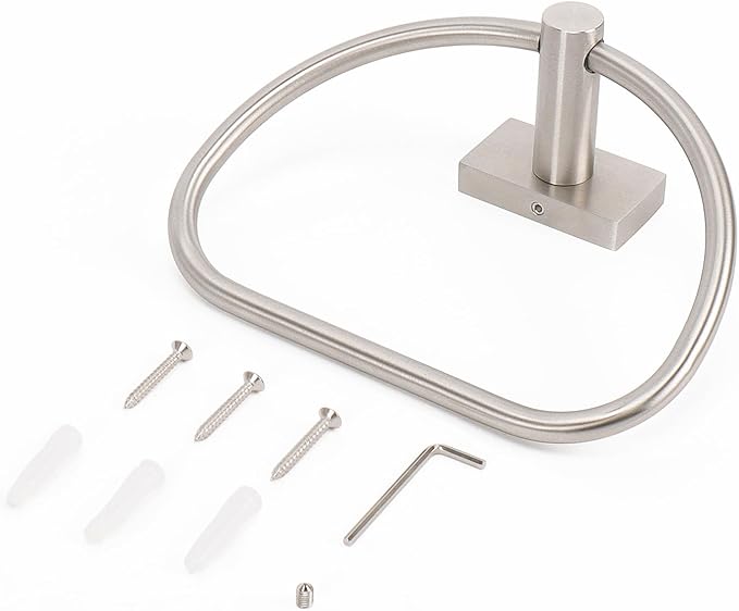 Livabber Towel Ring for Bathroom, 304 Stainless Steel Hand Towel Holder, Heavy Duty Towel Hanger for Bath, Kitchen, Hotel (2.3″ Screw-Mounted Base, Brushed Nickel)