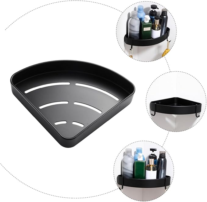 Cabilock Fan-Shaped Corner Storage Rack Black Space Aluminum Bathroom Shelf Stand for Kitchen Toilet Living Organizer and Elegant Home Storage
