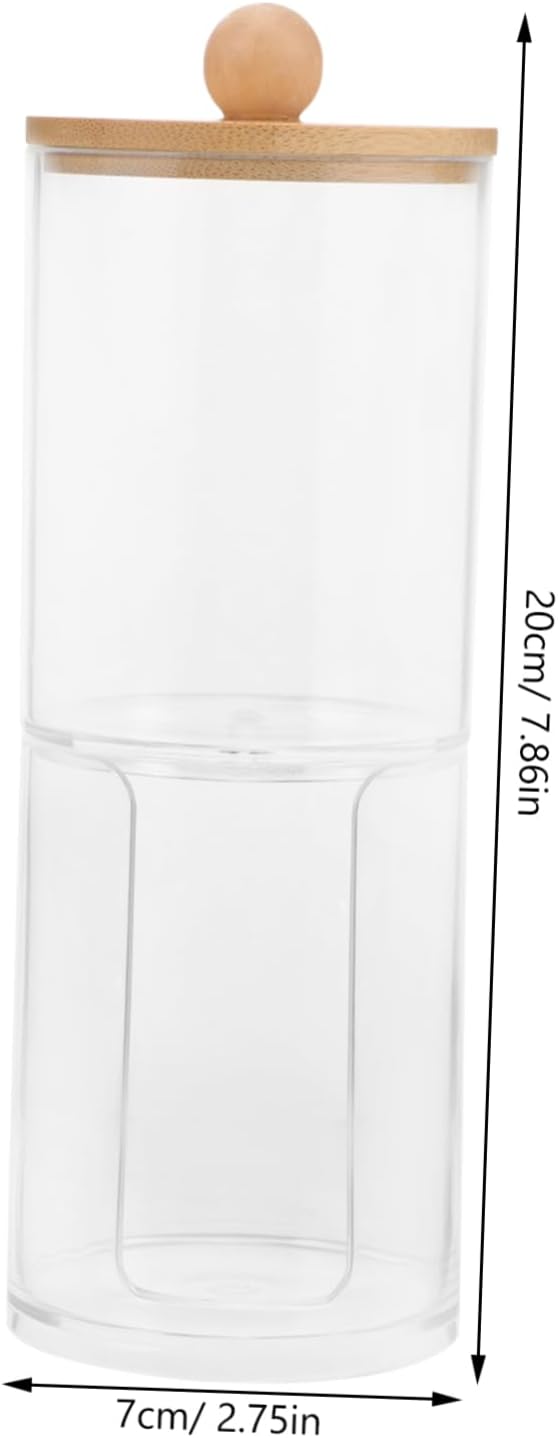 TIDTALEO Clear Acrylic Cylindrical Makeup Organizer Jar for Cosmetic Storage, Cotton Pad Storage, Office Supply Organization