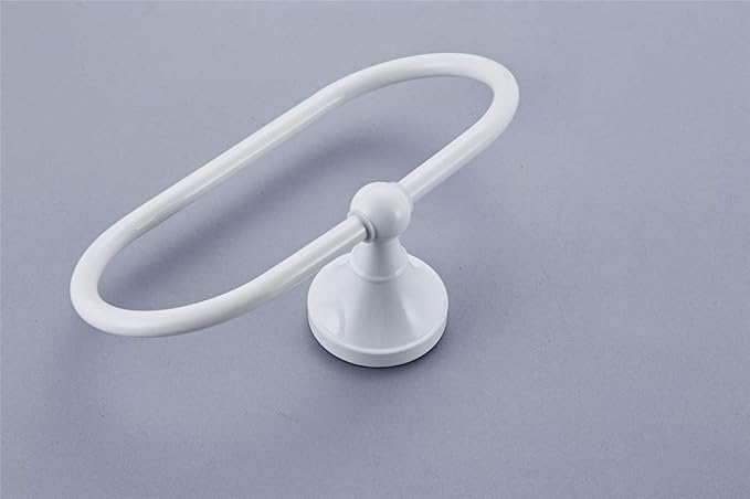 Flybath Oval Towel Ring Antique Brass Hanger Hand Towel Holder for Bathroom Kitchen Accessories Wall Mounted, White Finish