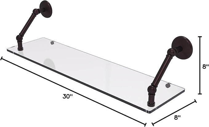 Allied Brass PMC-1-30 Prestige Monte Carlo Collection 30 Inch Floating Glass Shelf, Antique Bronze