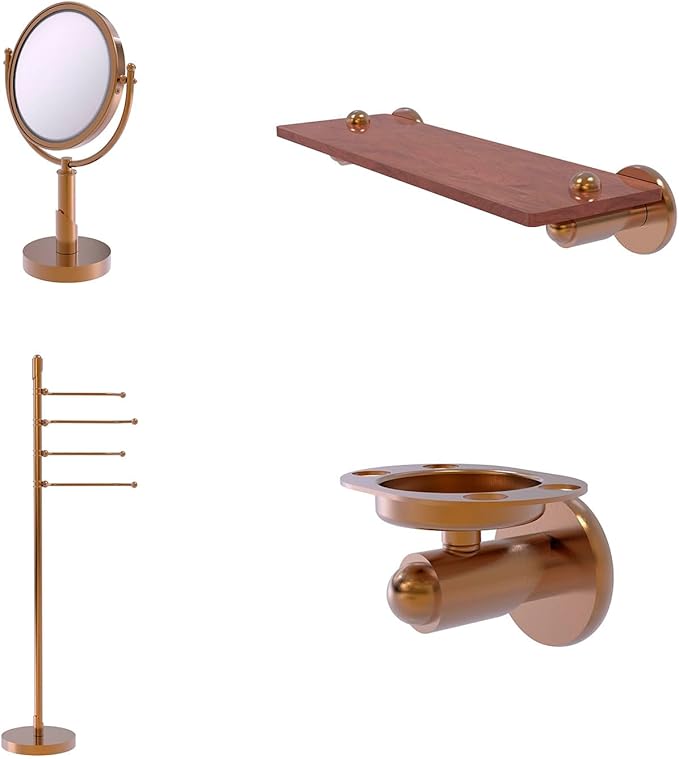 Allied Brass SH-1-16-IRW-BBR Soho Collection 16 Inch Solid IPE Ironwood Shelf, Brushed Bronze