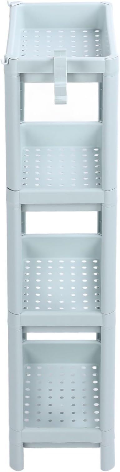 Storage Shelf for Bathroom, Open Shelf for Bathroom Storage, Independent Corner Shelf, Storage Shelf, Nordic Blue (2 (4 Tier)