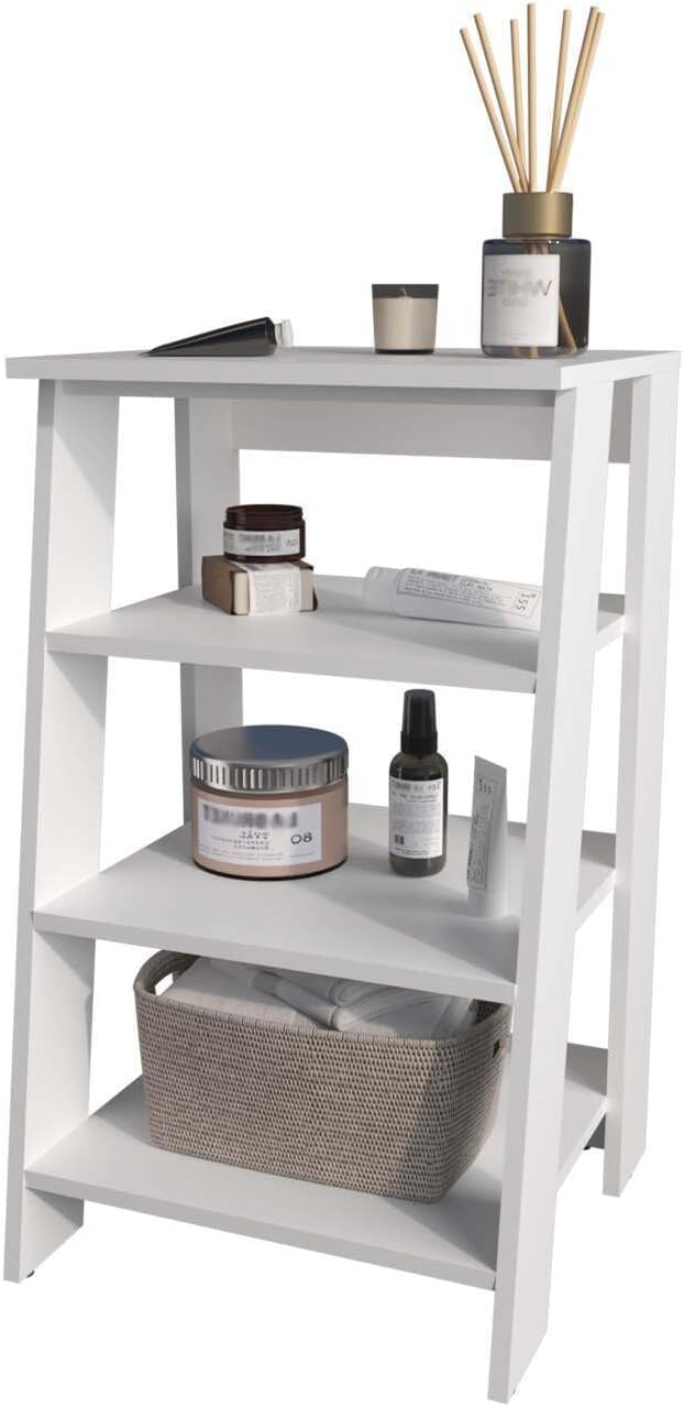 HomeStock Bathroom Shelf Freestanding - 4 Tier Open Storage Organizer - White