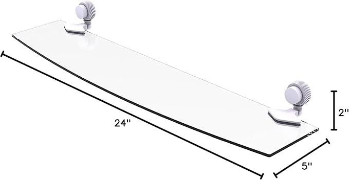 Allied Brass 433T/24 Venus Collection 24 Inch Twist Accents Glass Shelf, Matte White