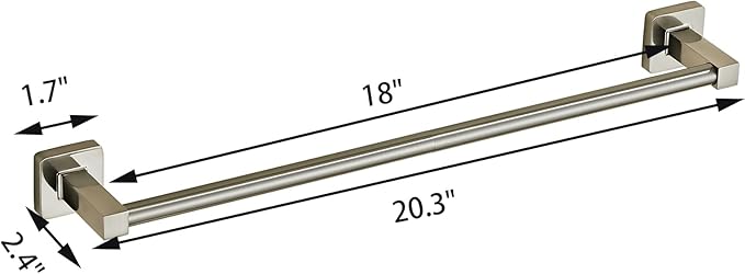 Bathroom Wall Mounted Towel Rack,18 Inch Brushed Nickel Towel Bar with Stainless Rack and Hand Towel Holder, Shower and Bath Towel Racks for Bathroom Wall(Total Length 20-Inch)