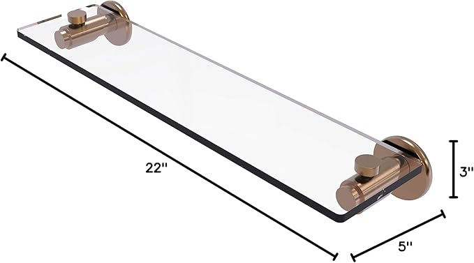 Allied Brass TR-1/22-BBR Tr 1 Tribecca Collection Inch Vanity Beveled Edges Glass Shelf, 22 Inch, Brushed Bronze