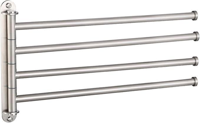 KES Bathroom Towel Rack 15.5-Inch, Swivel Towel Bar 4-Arm, Swing Out Towel Bar Wall Mounted, SUS304 Stainless Steel Brushed Finish, A2103S4L40-2