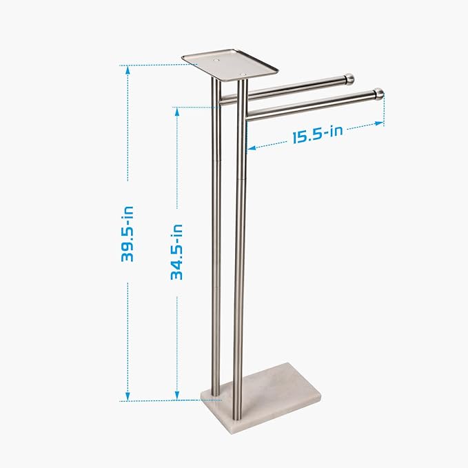 Songtec Towel Rack Stand for Bathroom, 2-Tier Freestanding Towel Holder for Bath Towels, Practical Shelf on Top, Heavy Duty Bathroom Accessories, No Drilling Required