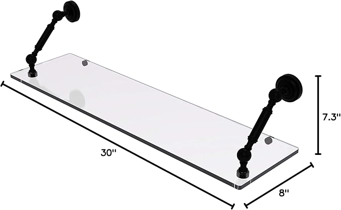 Allied Brass DT-1-30 Dottingham Collection 30 Inch Floating Glass Shelf, Matte Black