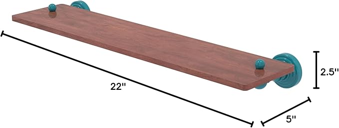 Allied Brass WP-1-22-IRW-GLT Waverly Place Collection 22 Inch Solid IPE Ironwood Shelf, Glokzin Teal