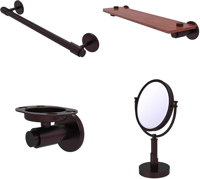 Allied Brass TR-1-22-IRW-ABZ Tribecca Collection 22 Inch Solid IPE Ironwood Shelf, Antique Bronze