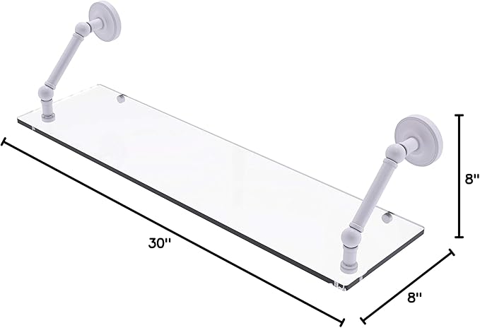 Allied Brass PR-1-30 Prestige Regal Collection 30 Inch Floating Glass Shelf, Matte White