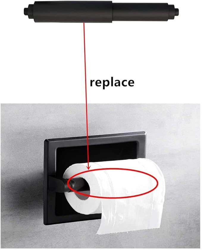 Toilet Paper Holder Roller 2pcs Black Color Plastic Toilet Tissue Flexible Holder Replacement Bathroom Plastic Spring Loaded Insert Spindle
