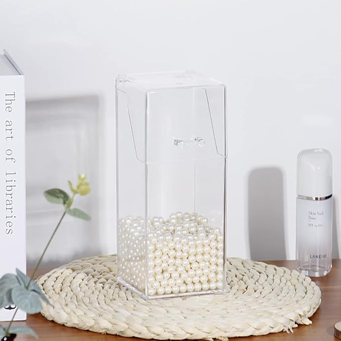 erioctry Clear Acrylic Makeup Brush Organizer with Lid Square Cosmetic Brush Holder Dustproof Jewelry Storage Container
