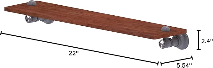 Allied Brass CC-1-22-IRW Carolina Crystal Collection 22 Inch Wood Shelf, Matte Gray