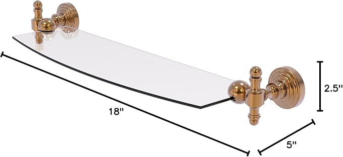 Allied Brass RW-33/18-BBR Retro Wave 18 Inch Glass Shelf, Brushed Bronze