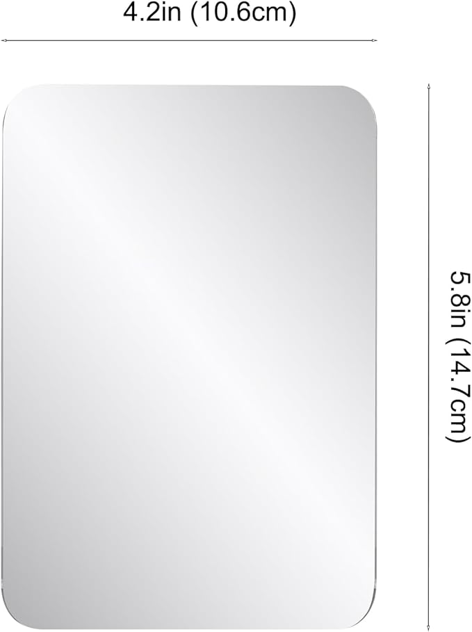 2 Pcs Strong Magnetic Locker Mirror, 4.17" x 5.78" Small Real Glass Mirror with Super Clear Reflection and Fully Magnetic Back for School Locker Refrigerator Office Cabinet