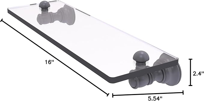 Allied Brass CL-1-16-GYM Carolina Collection 16 Inch Glass Shelf, Matte Gray
