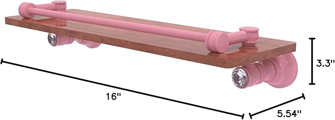 Allied Brass CC-1-16-GAL-IRW-PNK Carolina Crystal Collection 16 Inch Wood Shelf with Gallery Rail, Pink