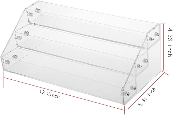 Acrylic Clear Nail Polish Display Rack Cosmetic Varnish Essential Oils Holder Makeup Organizer Sticker Display Tray Manicure Display Stand (3 layers)