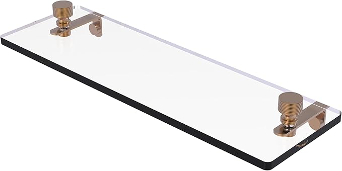 Allied Brass FT-1/16-BBR Foxtrot 16 Inch Glass Vanity Beveled Edges Shelf, Brushed Bronze