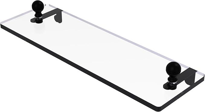 Allied Brass MA-1/16-BKM Mambo 16 Inch Glass Vanity Beveled Edges Shelf, Matte Black